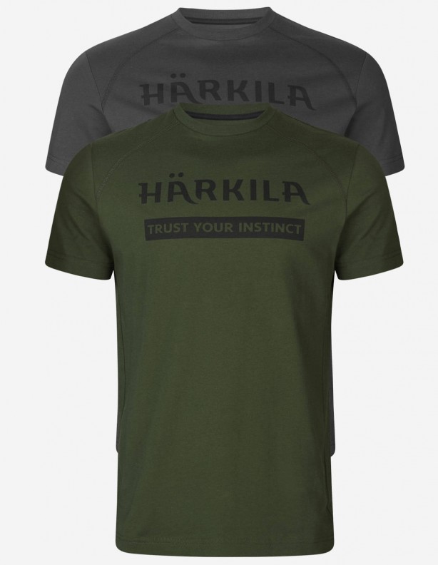 Футболка мужская Harkila logo t-shirt 2-pack, Willow green/Rustique clay (160105059)