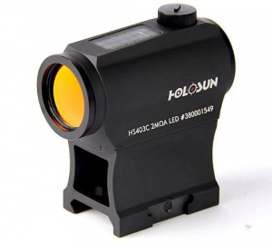 Коллиматор Holosun PARALOW на Weaver/Picatinny + солн.бат.+ крон., точка 2MOA, 12 подсв., бат.лоток (HS403C)