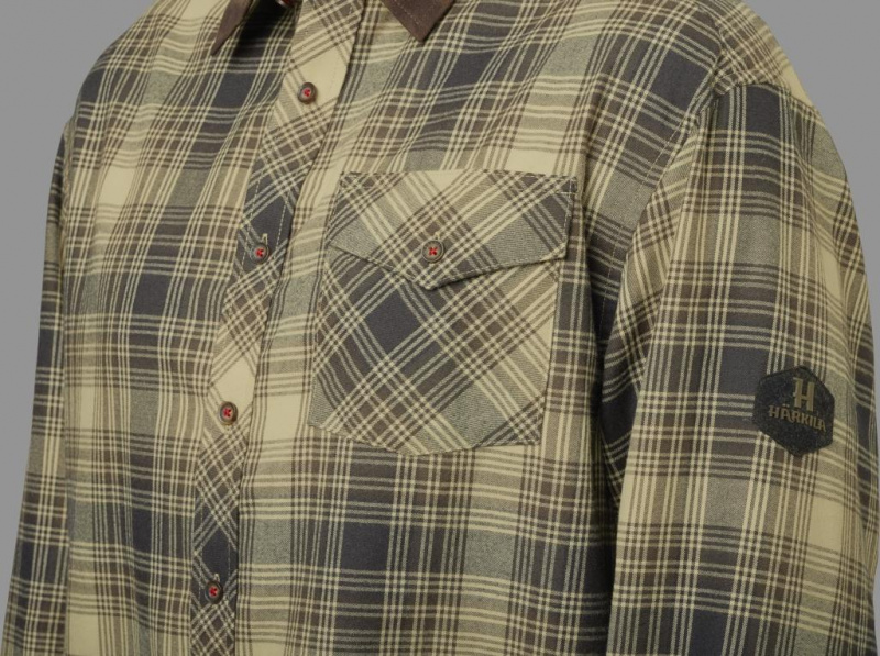 Рубашка мужская Harkila Driven Hunt flannel shirt, Light teak check (140111912)