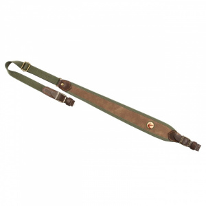 VEKTOR ремень для ружья регулируемый, натуральная кожа, неопрен, полиамидная лента шириной 20мм, зеленый+коричневый (Р-302)